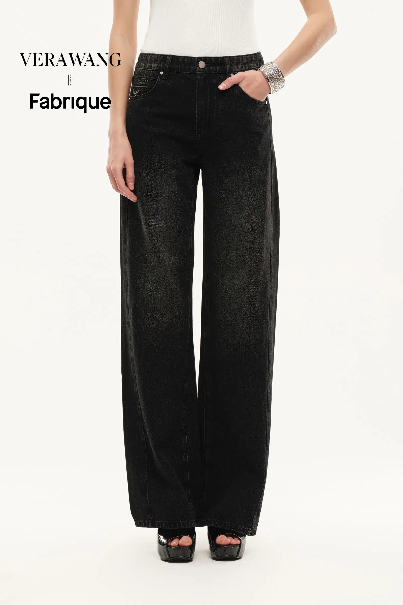 Balled Straight Leg Jeans in Cotton Denim